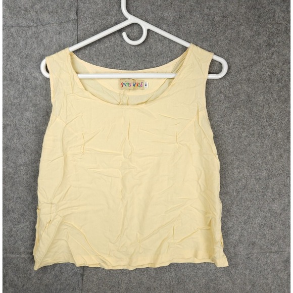JAMS WORLD Tank Top Women's Medium Yellow Relaxed CROPPED hawaiian - Picture 1 of 5